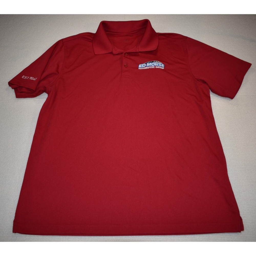 Port Authority Men's XL Red Short Sleeve Polo Lightweight Embroidered Ed Morse